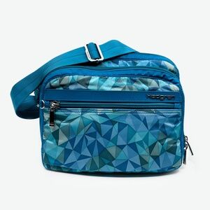 HEDGREN Crossbody/Shoulder Bag in Oceanic Blue Geometric Pattern